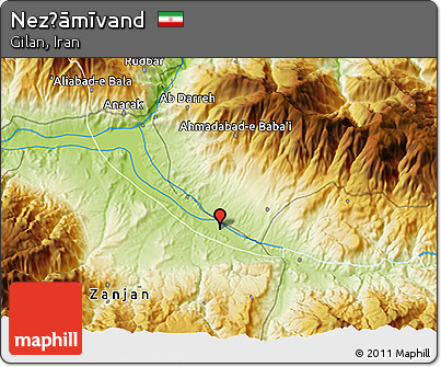 Physical 3D Map of Nez̧āmīvand