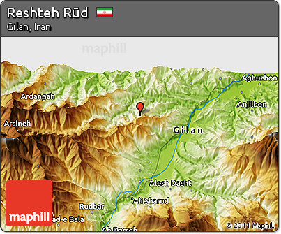 Physical 3D Map of Reshteh Rūd