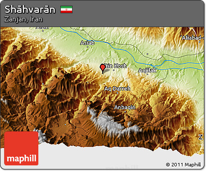 Physical 3D Map of Shāhvarān
