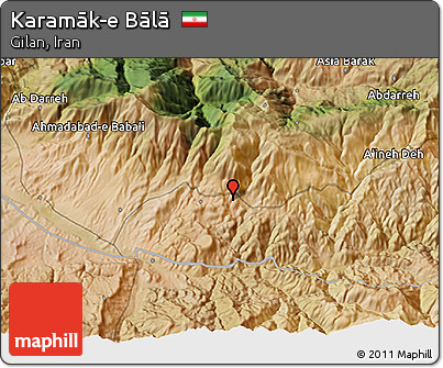 Satellite 3D Map of Karamāk-e Bālā