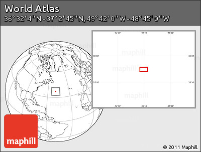 Blank Location Map of the Area around 36° 47' 25" N, 49° 13' 30" W