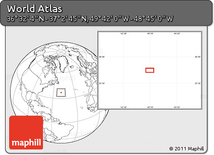 Blank Location Map of the Area around 36° 47' 25" N, 49° 13' 30" W