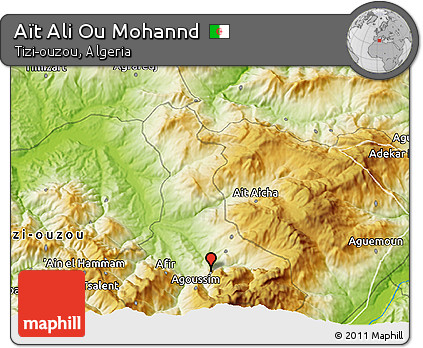 Physical 3D Map of Aït Ali Ou Mohannd