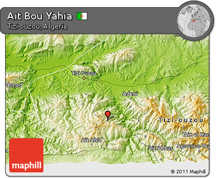 Physical 3D Map of Aït Bou Yahia