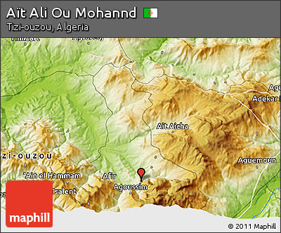 Physical 3D Map of Aït Ali Ou Mohannd