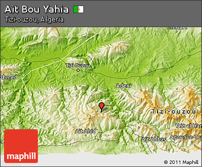 Physical 3D Map of Aït Bou Yahia