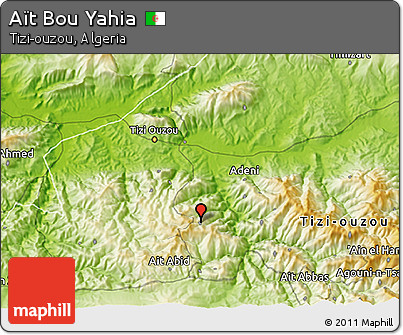 Physical 3D Map of Aït Bou Yahia