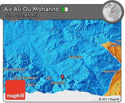 Political 3D Map of Aït Ali Ou Mohannd