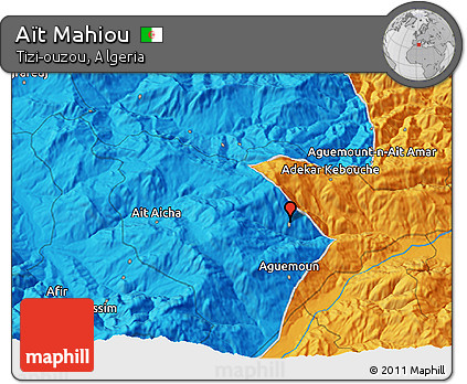 Political 3D Map of Aït Mahiou