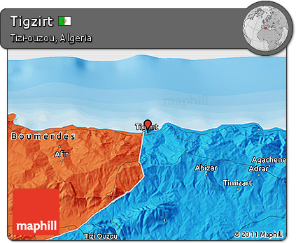 Political 3D Map of Tigzirt