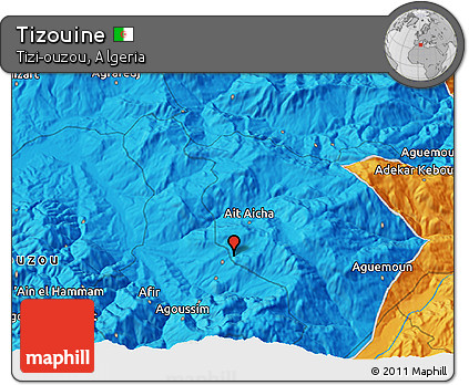 Political 3D Map of Tizouine