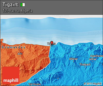 Political 3D Map of Tigzirt