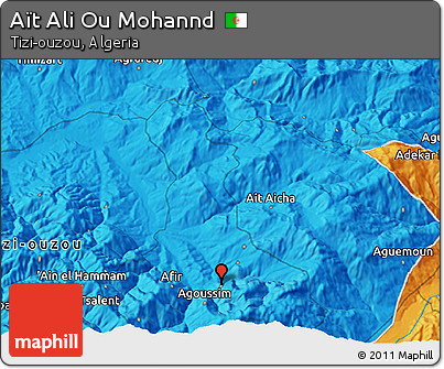 Political 3D Map of Aït Ali Ou Mohannd