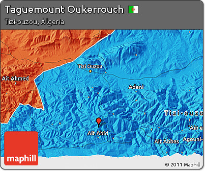 Political 3D Map of Taguemount Oukerrouch