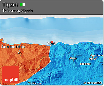 Political 3D Map of Tigzirt