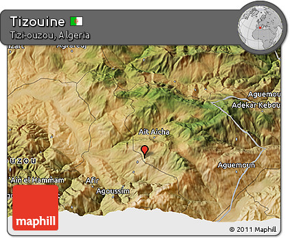 Satellite 3D Map of Tizouine