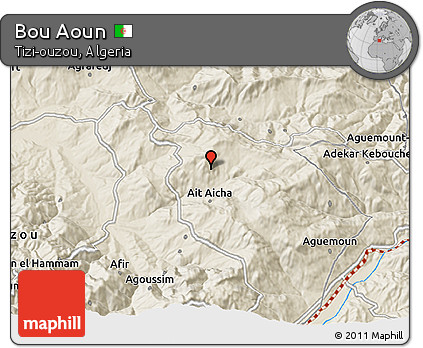 Shaded Relief 3D Map of Bou Aoun
