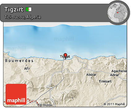 Shaded Relief 3D Map of Tigzirt