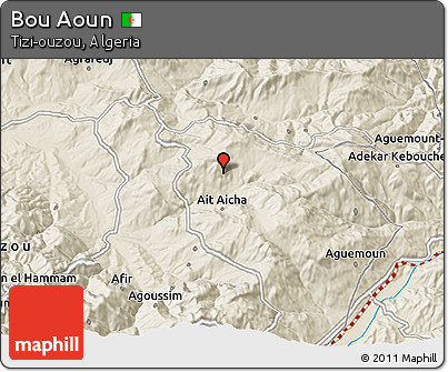Shaded Relief 3D Map of Bou Aoun