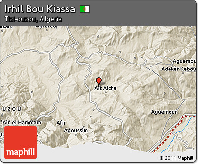 Shaded Relief 3D Map of Irhil Bou Kiassa