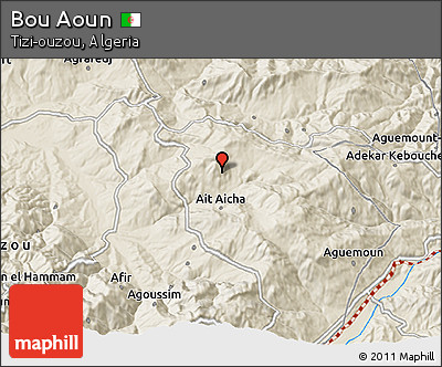 Shaded Relief 3D Map of Bou Aoun