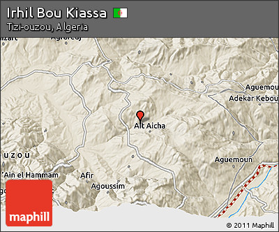 Shaded Relief 3D Map of Irhil Bou Kiassa