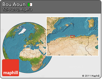 Satellite Location Map of Bou Aoun