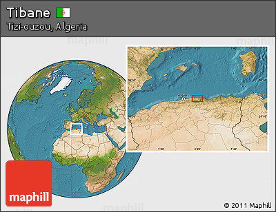 Satellite Location Map of Tibane