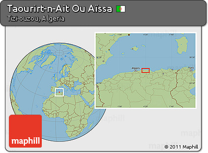 Savanna Style Location Map of Taourirt-n-Aït Ou Aïssa