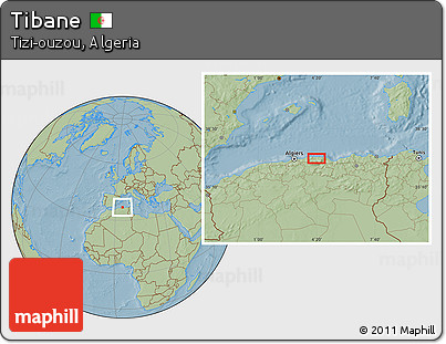 Savanna Style Location Map of Tibane, hill shading