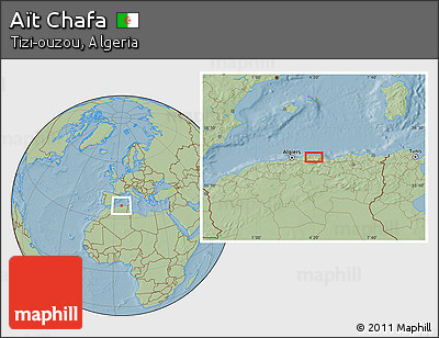 Savanna Style Location Map of Aït Chafa, hill shading