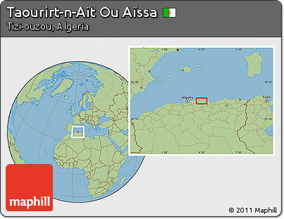 Savanna Style Location Map of Taourirt-n-Aït Ou Aïssa