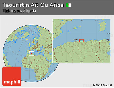 Savanna Style Location Map of Taourirt-n-Aït Ou Aïssa