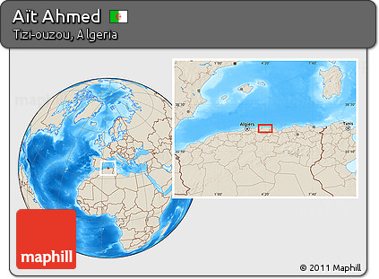 Shaded Relief Location Map of Aït Ahmed