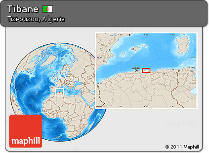 Shaded Relief Location Map of Tibane