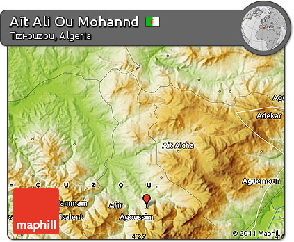 Physical Map of Aït Ali Ou Mohannd