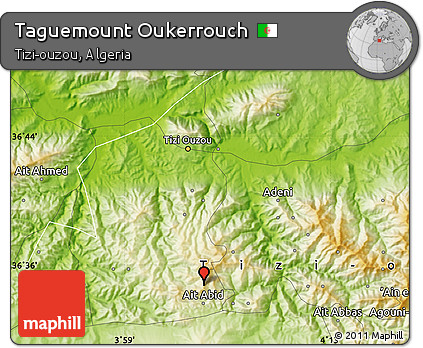 Physical Map of Taguemount Oukerrouch