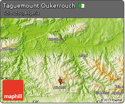 Physical Map of Taguemount Oukerrouch