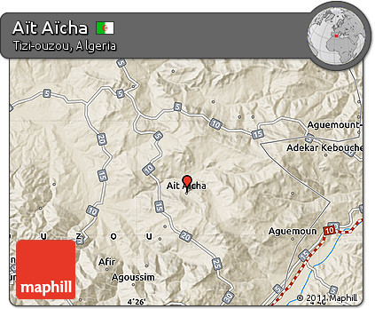 Shaded Relief Map of Aït Aïcha