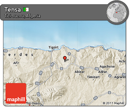 Shaded Relief Map of Tensa