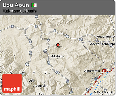 Shaded Relief Map of Bou Aoun
