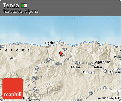 Shaded Relief Map of Tensa