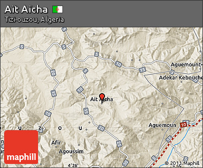 Shaded Relief Map of Aït Aïcha