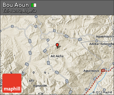 Shaded Relief Map of Bou Aoun