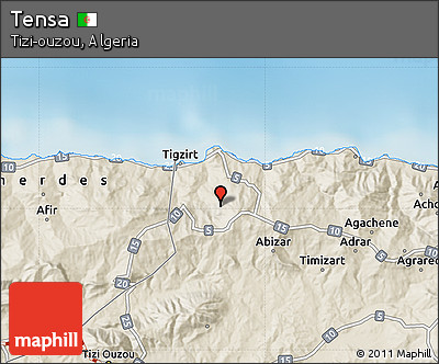 Shaded Relief Map of Tensa