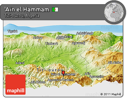 Physical Panoramic Map of 'Aïn El Hammam