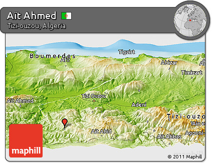 Physical Panoramic Map of Aït Ahmed
