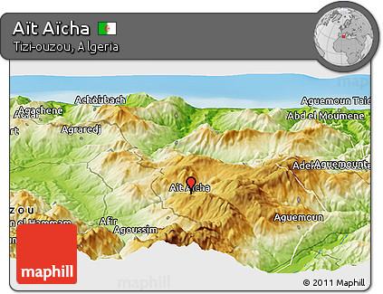 Physical Panoramic Map of Aït Aïcha