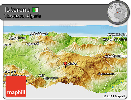 Physical Panoramic Map of Ibkarene