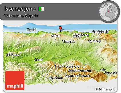 Physical Panoramic Map of Issenadjene
